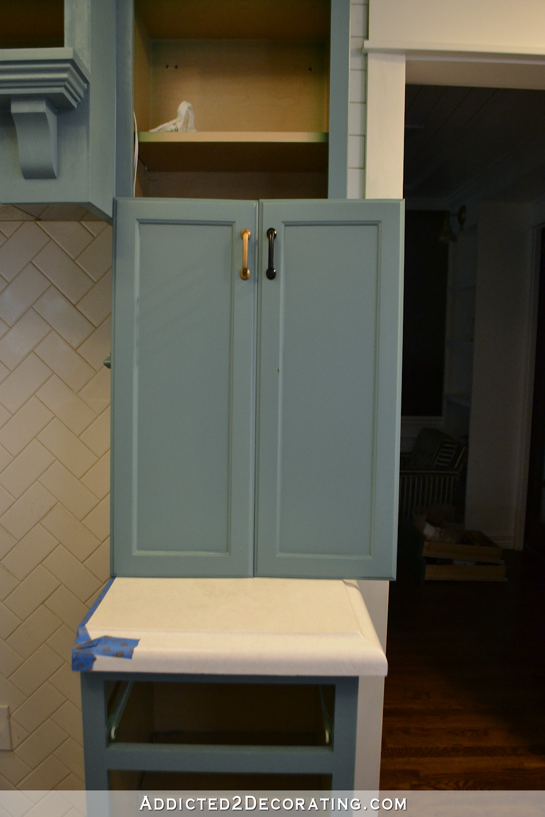 Teal Kitchen Cabinet Progress (Plus, Cabinet Hardware ...