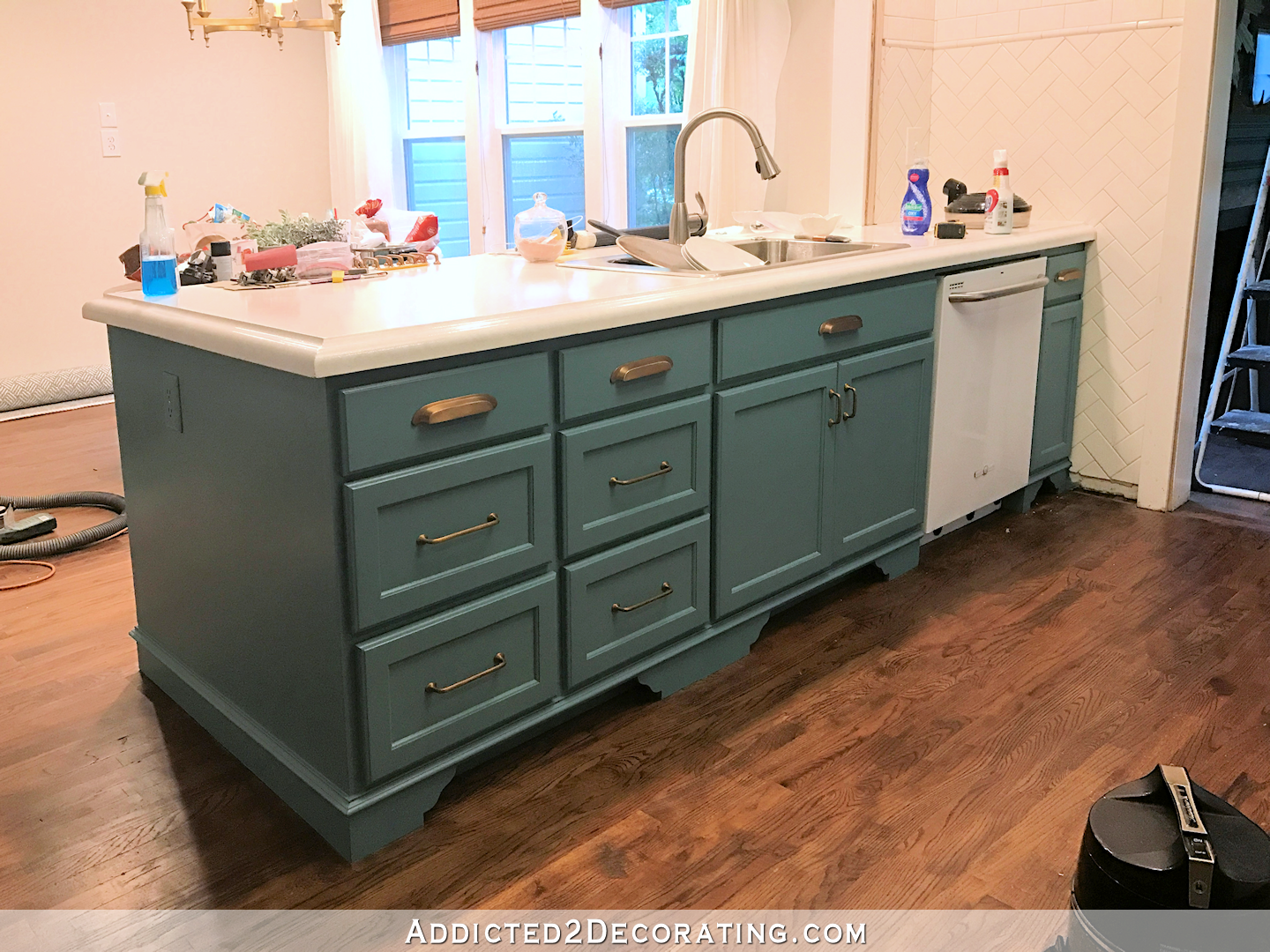 My Freshly Painted Teal Kitchen Cabinets - Addicted 2 Decorating®