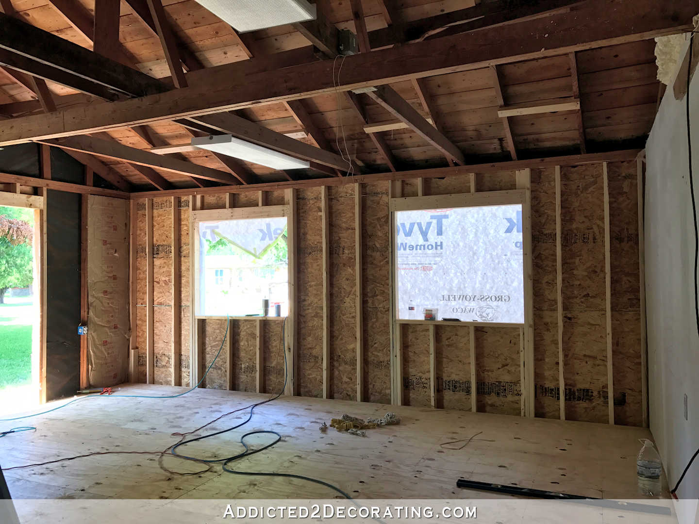 7-10-17 - 5 - garage conversion to studio progress - front wall framed