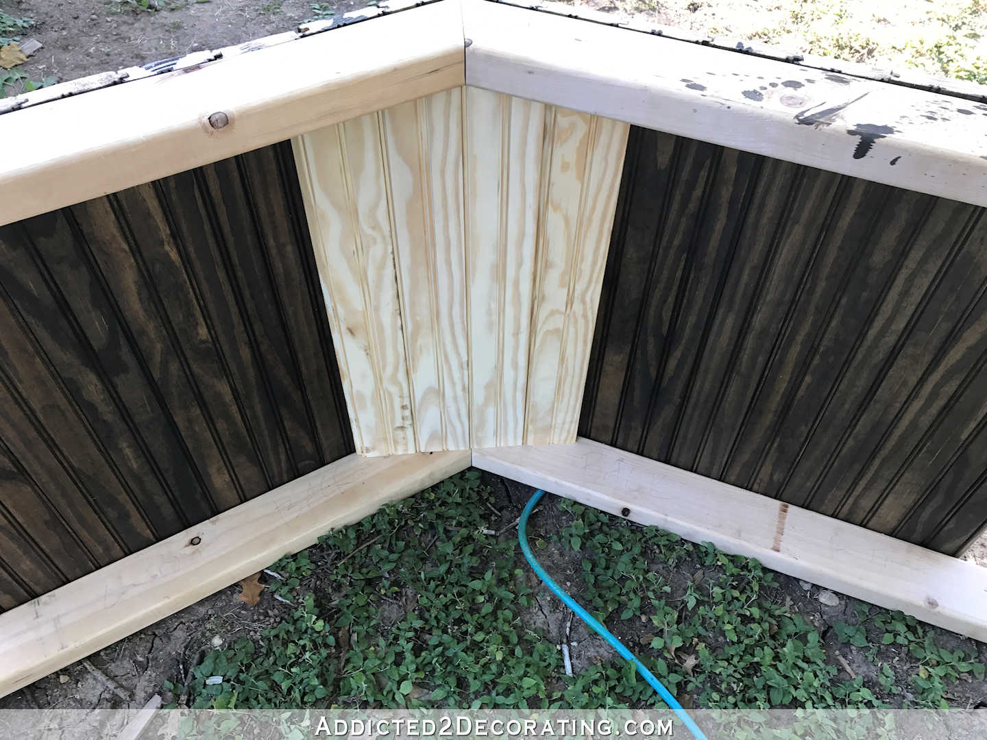 how to build a portico - 22 - cut pieces of beadboard for flat ceiling but don't attach yet