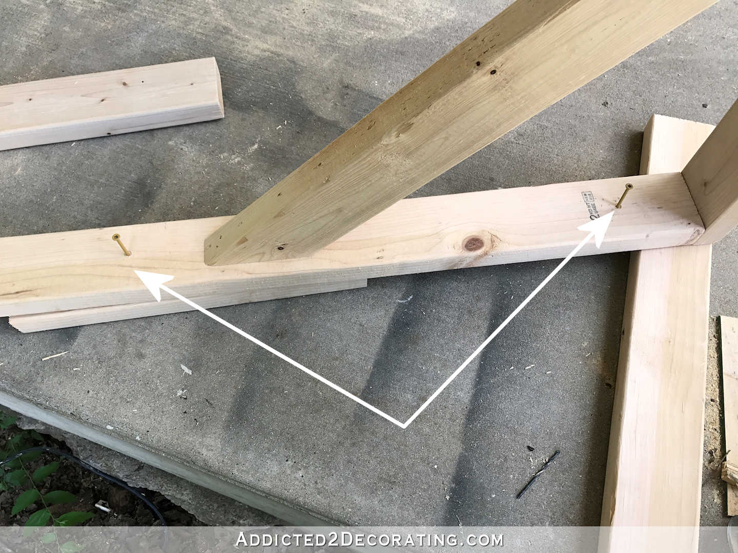 how to build a portico - 3 - predrill holes and insert screws halfway into brackets