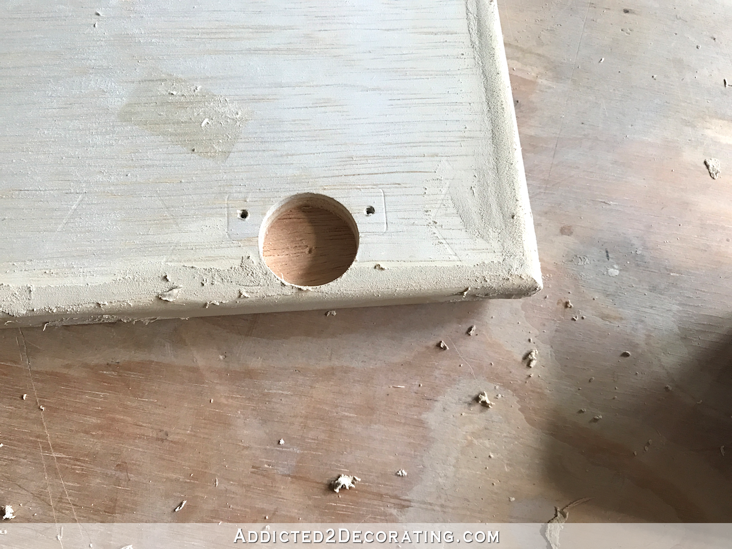 easy DIY cabinet doors - how to make cabinet doors with basic tools - 17 - wood fill around edge on back of door