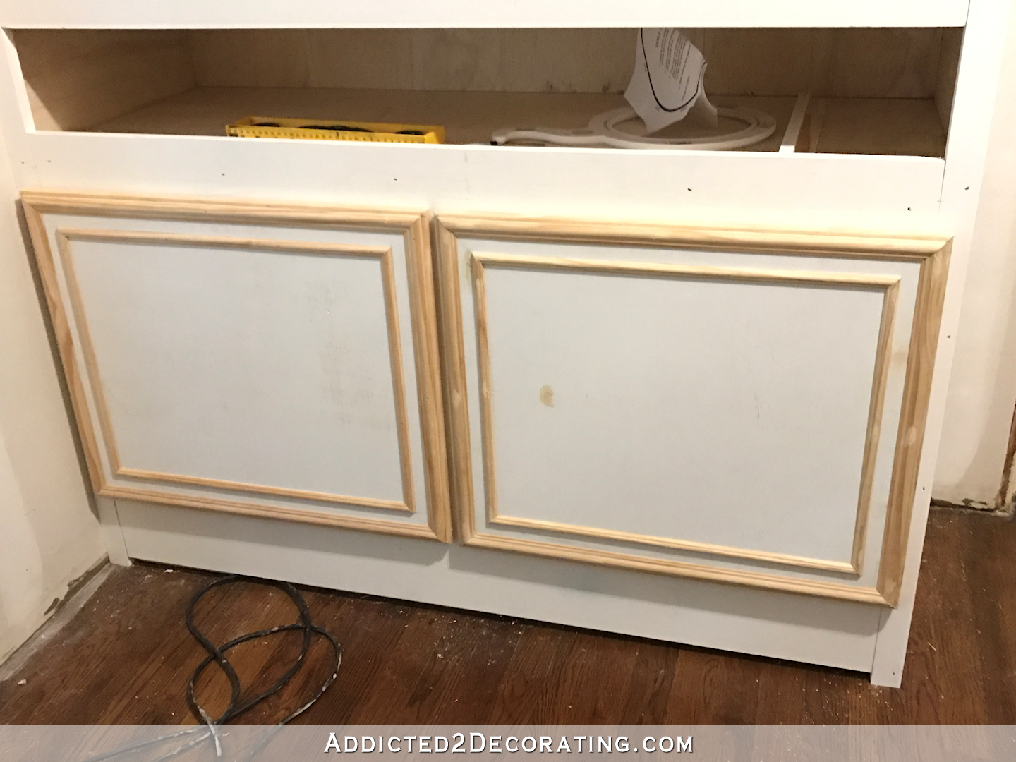 easy DIY cabinet doors - how to make cabinet doors with basic tools - 20 - reinstall hinges and test fit for doors
