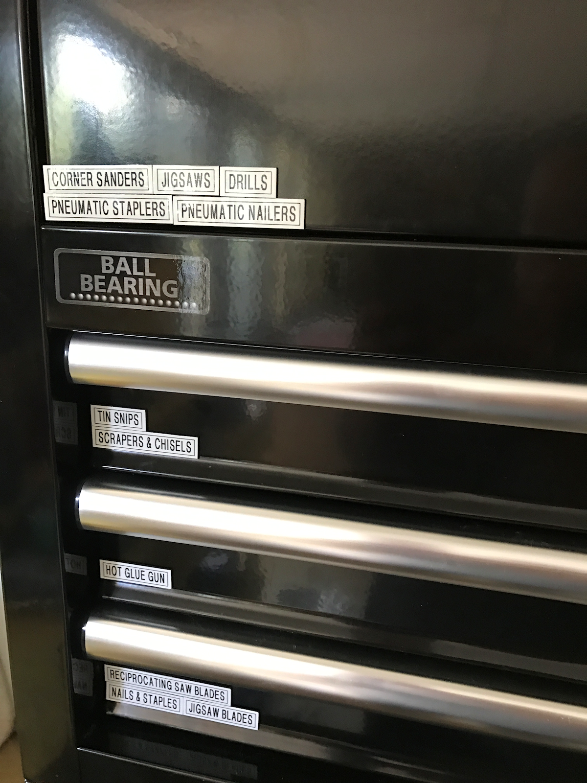 tool chest organization - magnetic labels