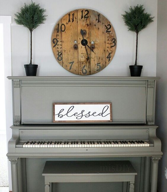 painted gray piano