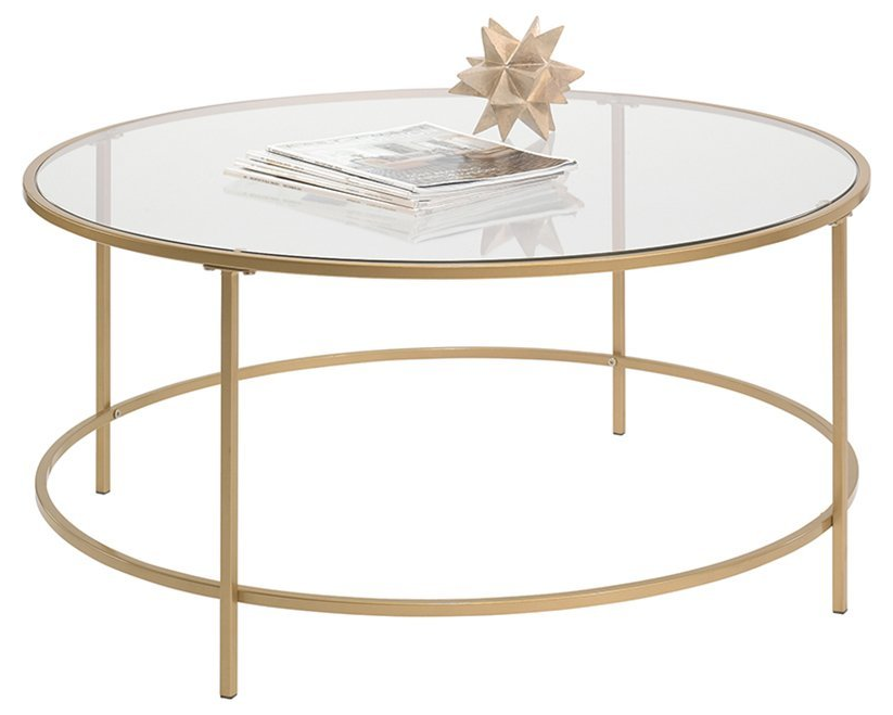 living room - glass and gold metal coffee table