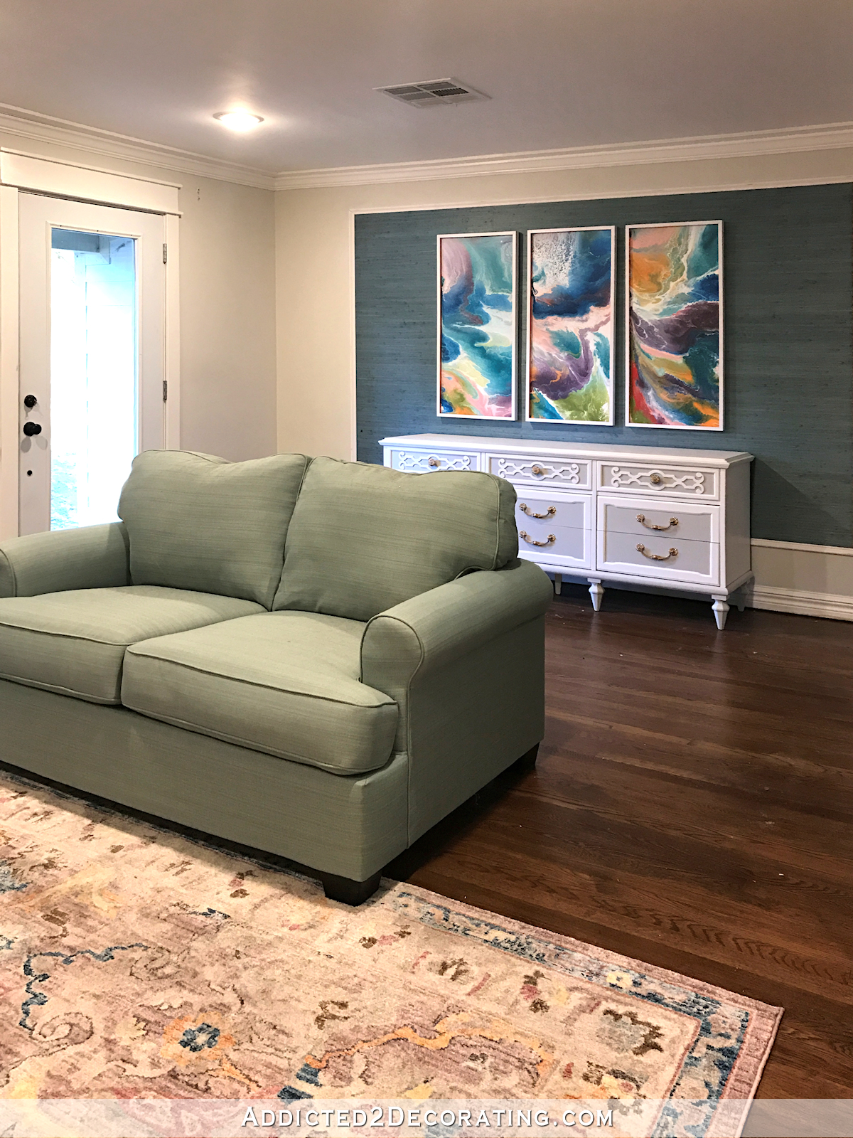 Back of couch facing on sale entryway