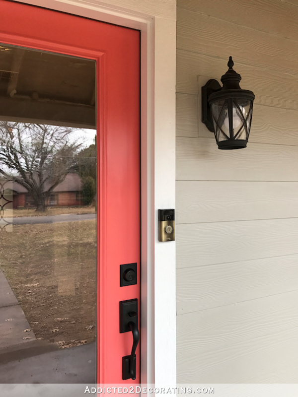 The Happiest Front Door On The Block (My Cheerful Coral Front Door)