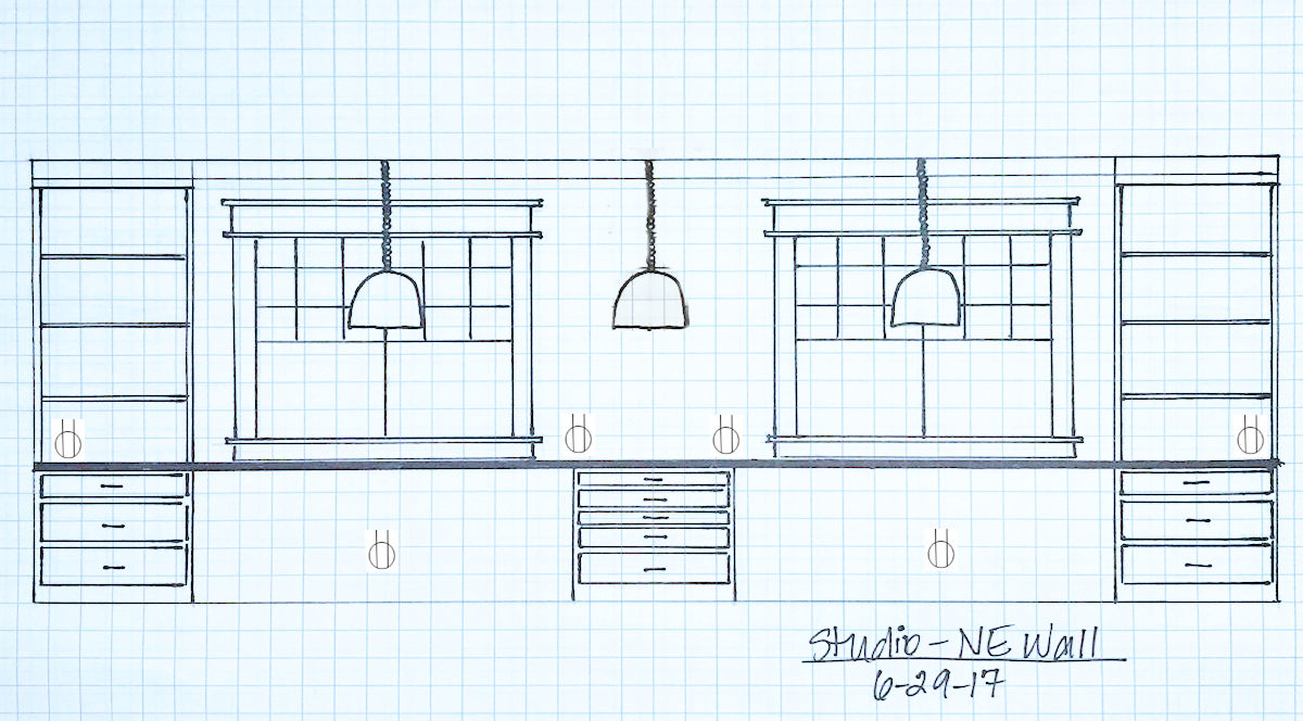 Plan du studio - mur NE (avant) - plan de la cuvette