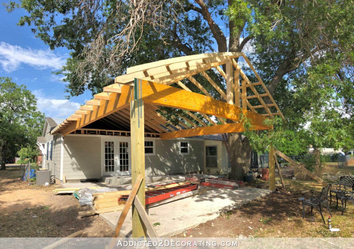 Carport Progress: Rafters & Roof Design (And How The New Ties Into The