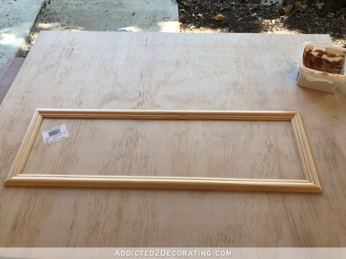 Wood trim frame to go around grasscloth drawer fronts