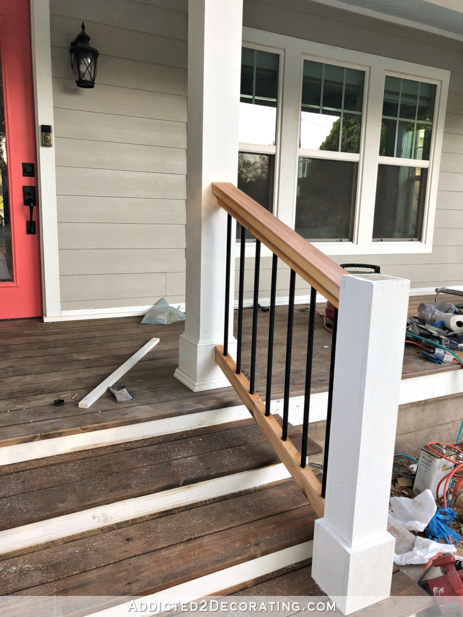 My (nearly) finished front porch handrails.