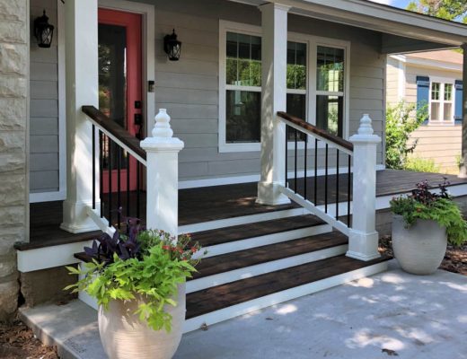 DIY front porch steps and handrails