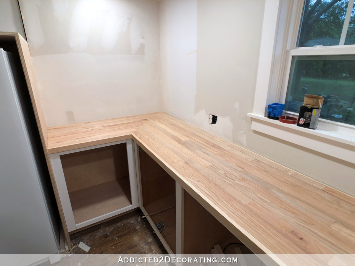 Diy Butcherblock Style Countertop Made From Red Oak Solid Hardwood