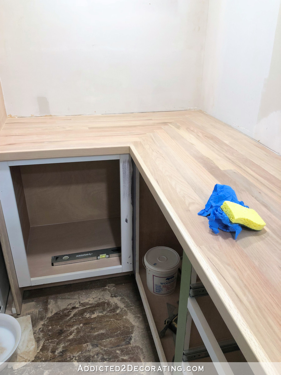 My Finished Diy Butcherblock Style Countertop Made From Red Oak