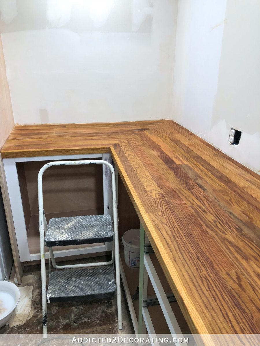 My Finished Diy Butcherblock Style Countertop Made From Red Oak