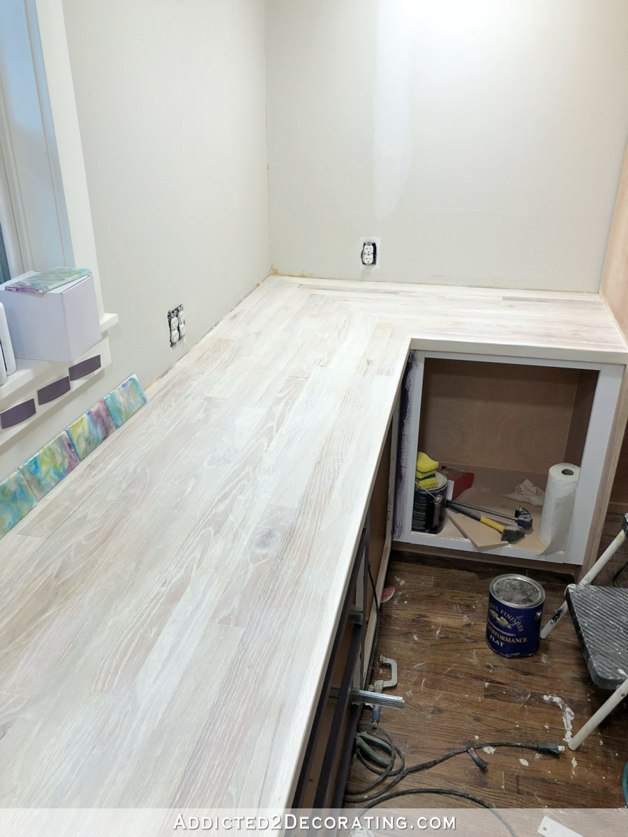 My Finished Diy Butcherblock Style Countertop Made From Red Oak