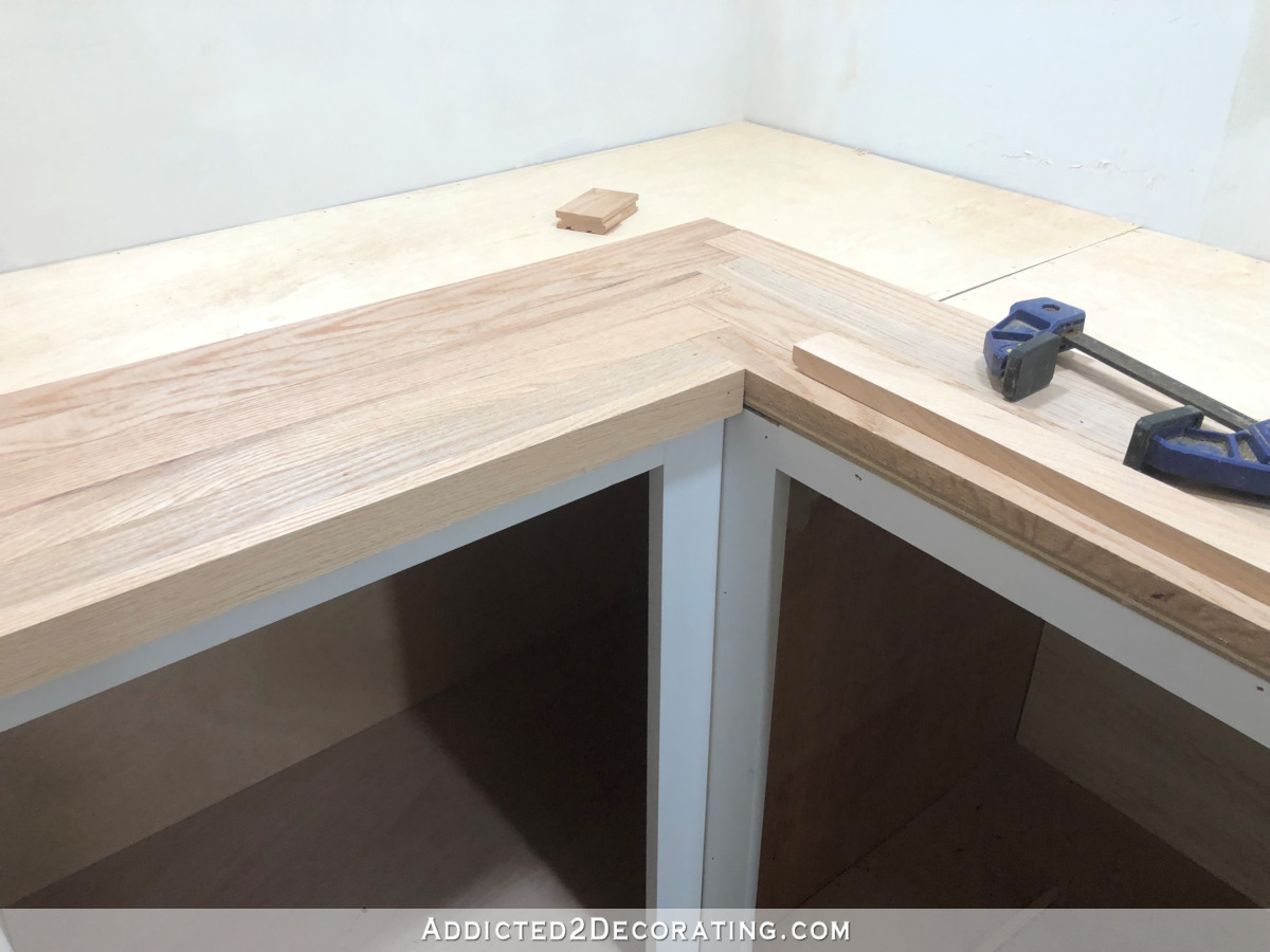 Diy Butcherblock Style Countertop Made From Red Oak Solid Hardwood