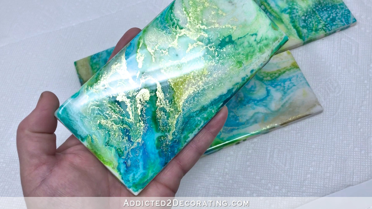 Backsplash Tile Experiment #2 (Much Better This Time!) – Resin and Alcohol Inks