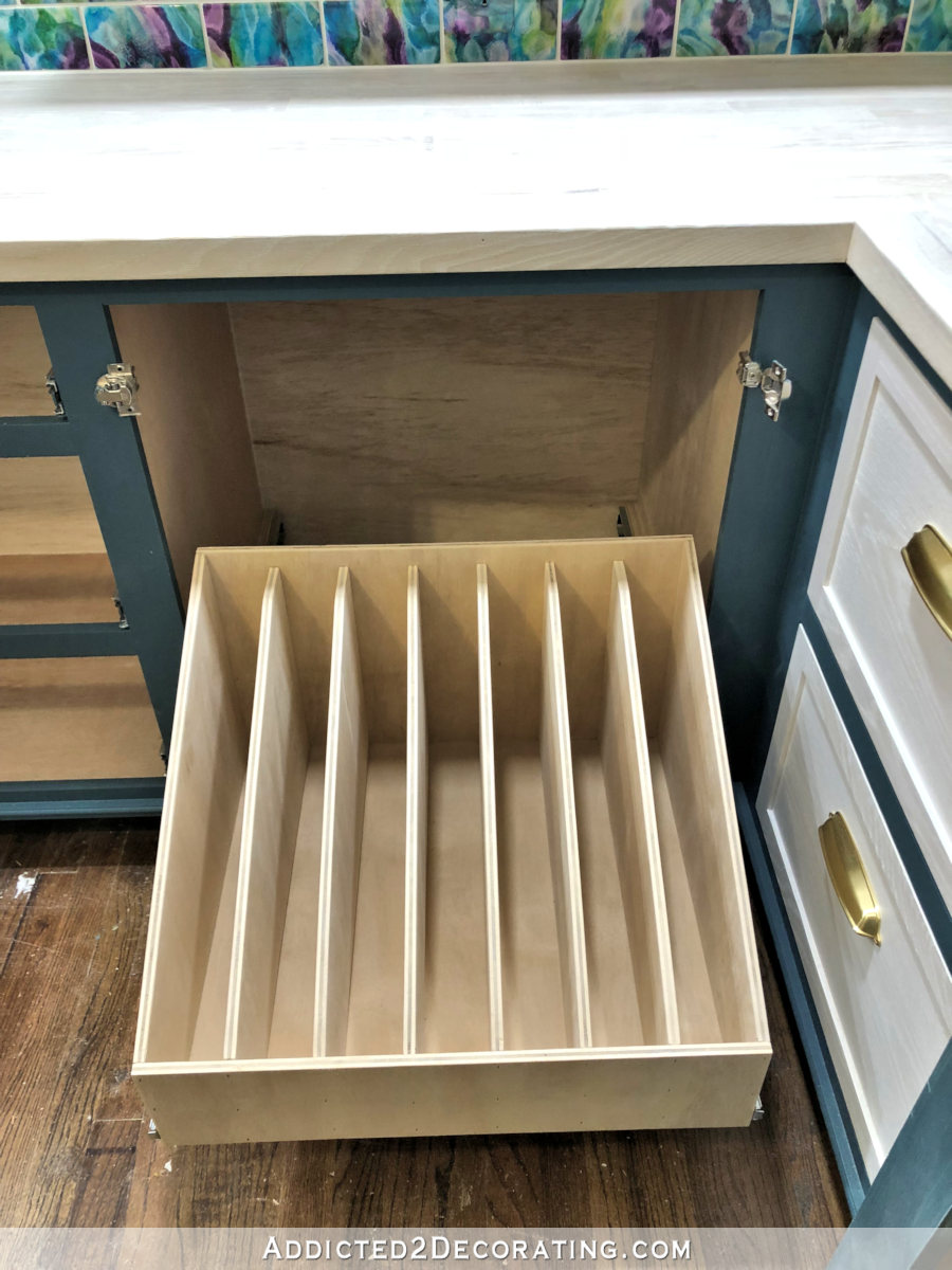 How to make a pull-out slotted storage drawer for cookie sheets and cutting boards