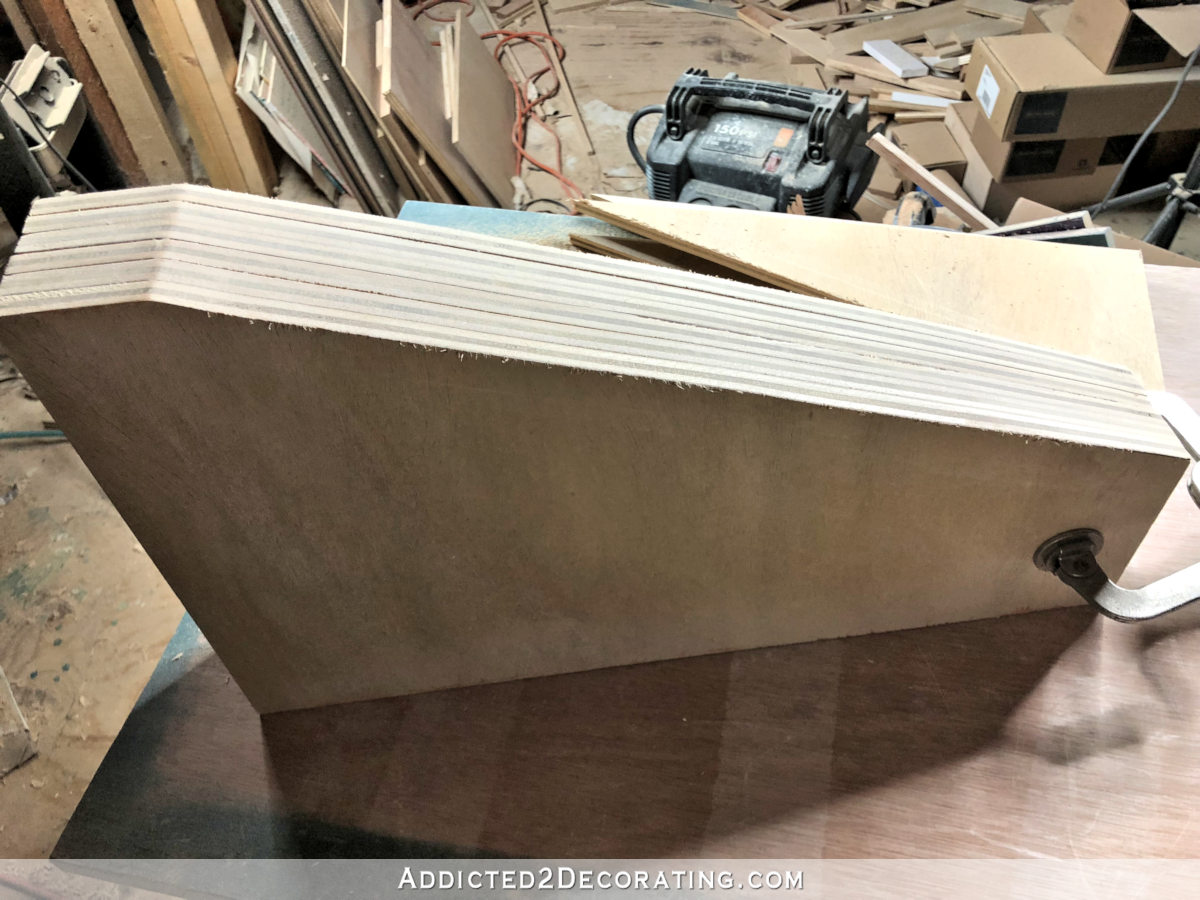 DIY pull-out slotted cookie sheet storage drawer - step 5 - sand the vertical drawer dividers