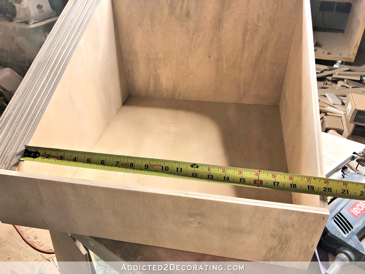 DIY pull-out slotted cookie sheet storage drawer - step 6 - measure for spacing of dividers