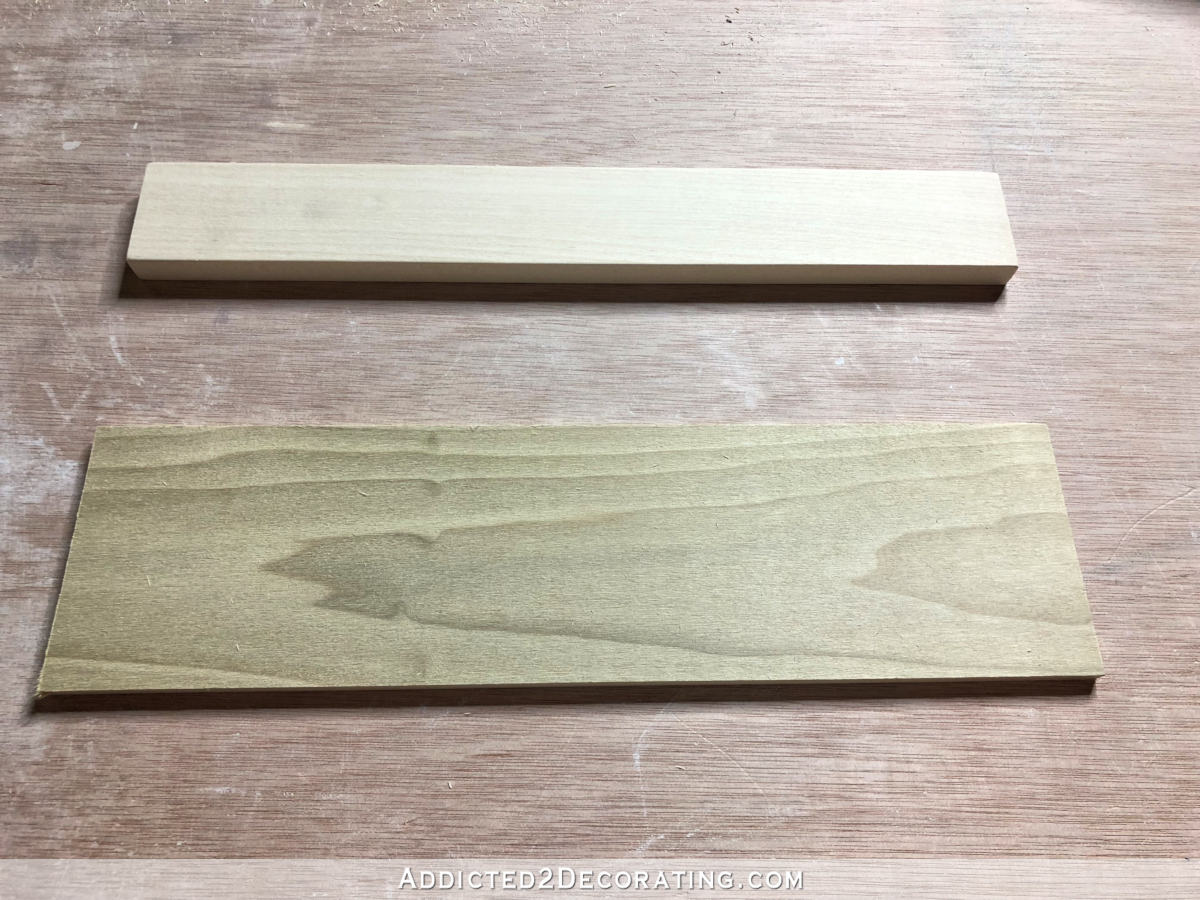 How to make a DIY tiered spice drawer insert - step 1 - cut wood pieces to width of drawer