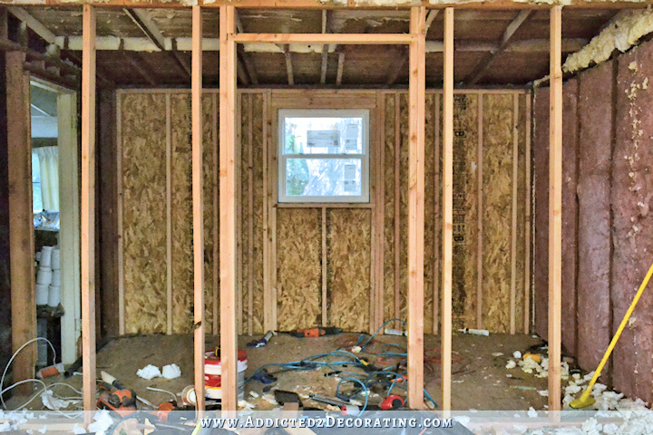 Butlers pantry design - walls being built to separate the back area from the front breakfast room