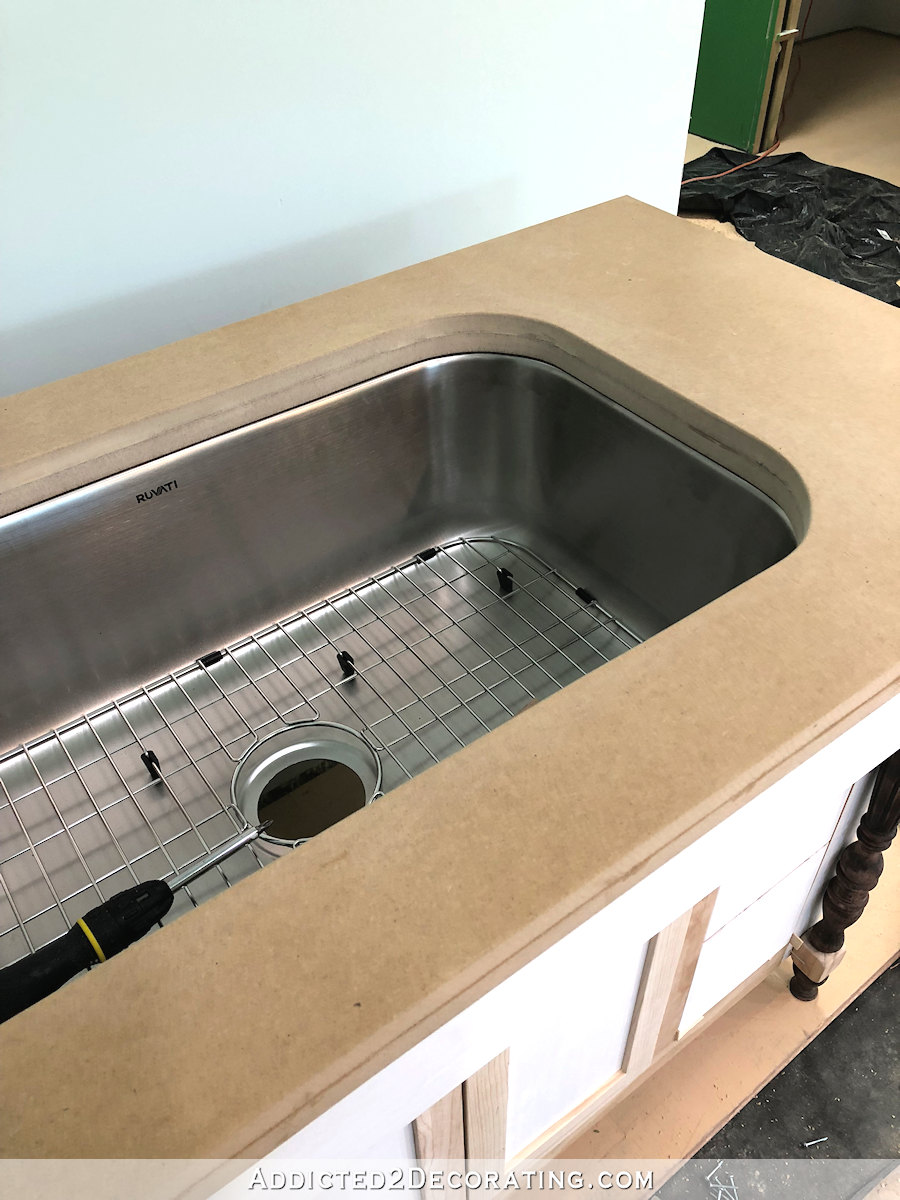 DIY MDF bathroom countertop for undermount sink - 12