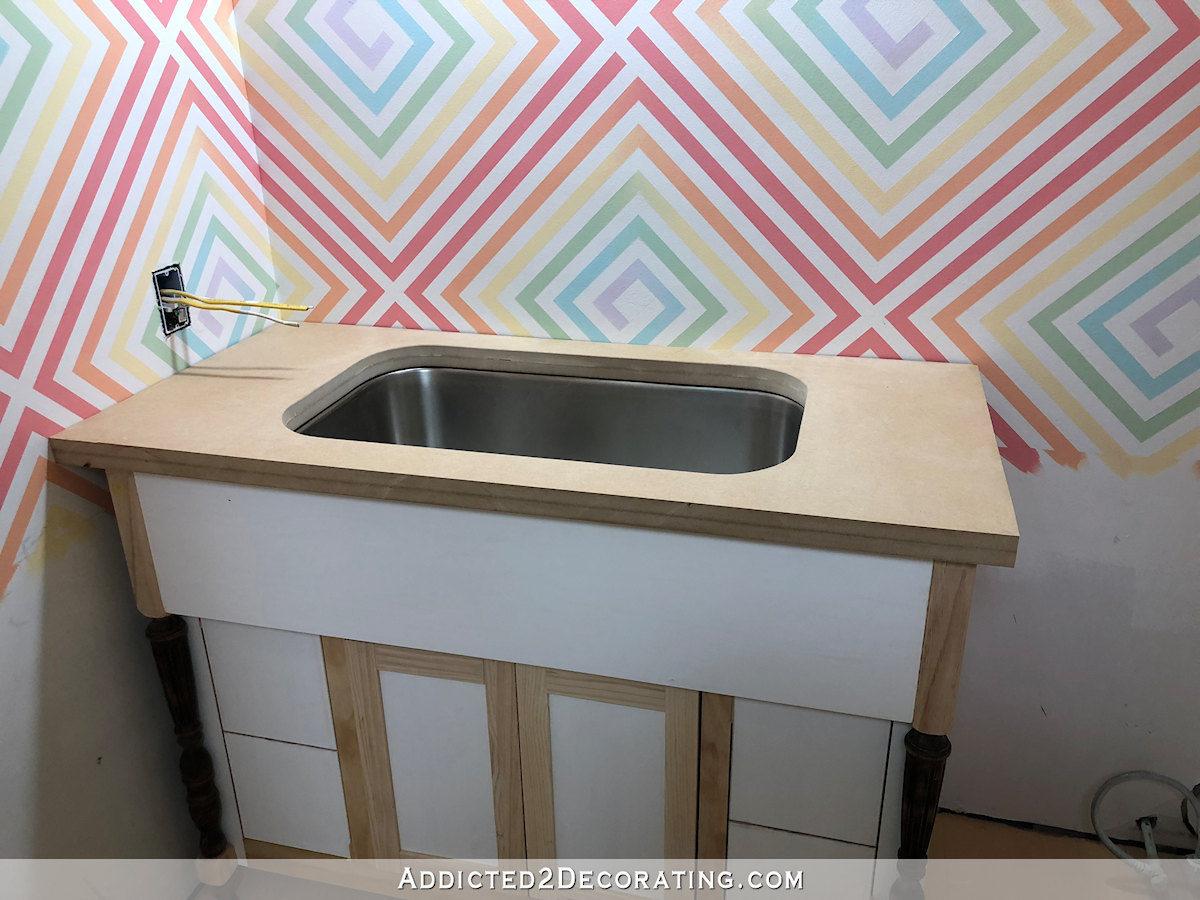 DIY MDF bathroom countertop for undermount sink - 14