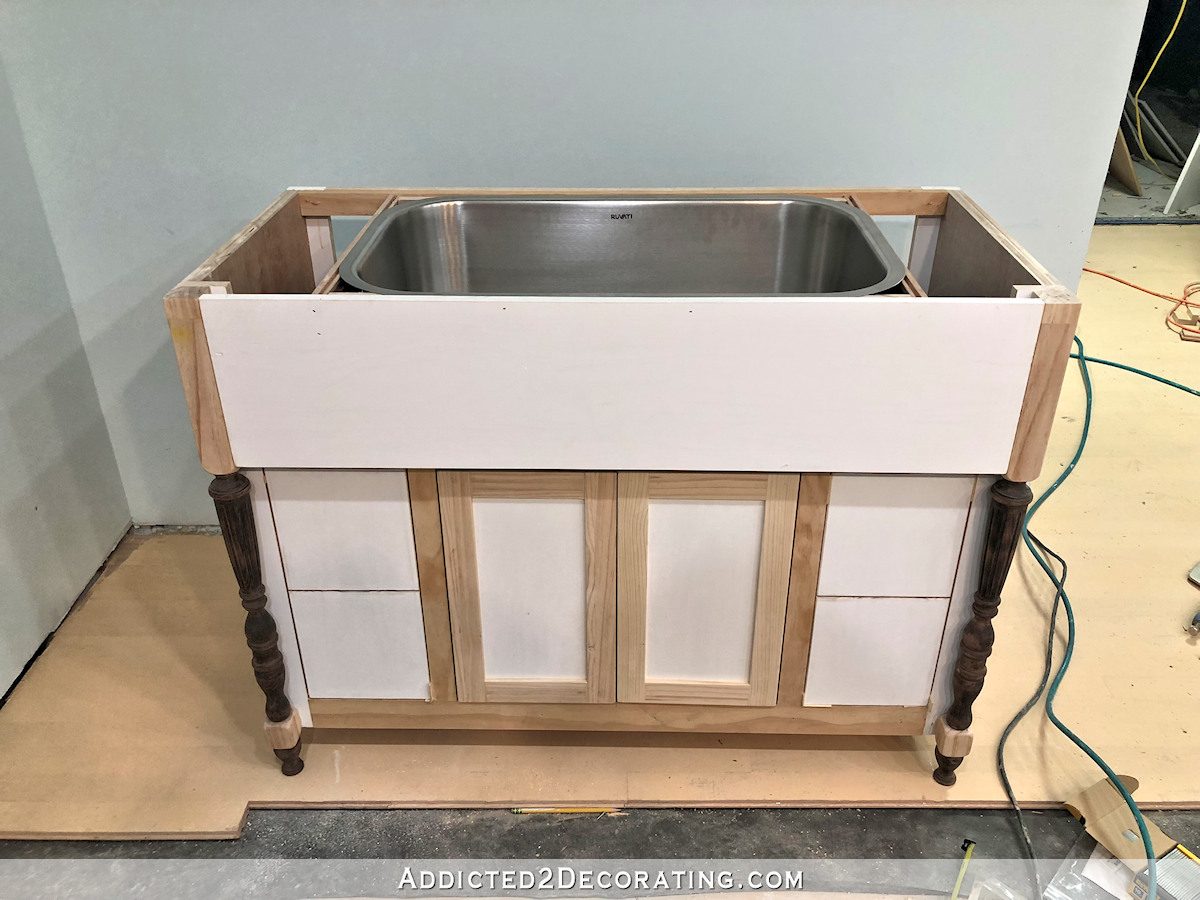 DIY bathroom vanity to fit a kitchen sink - 44