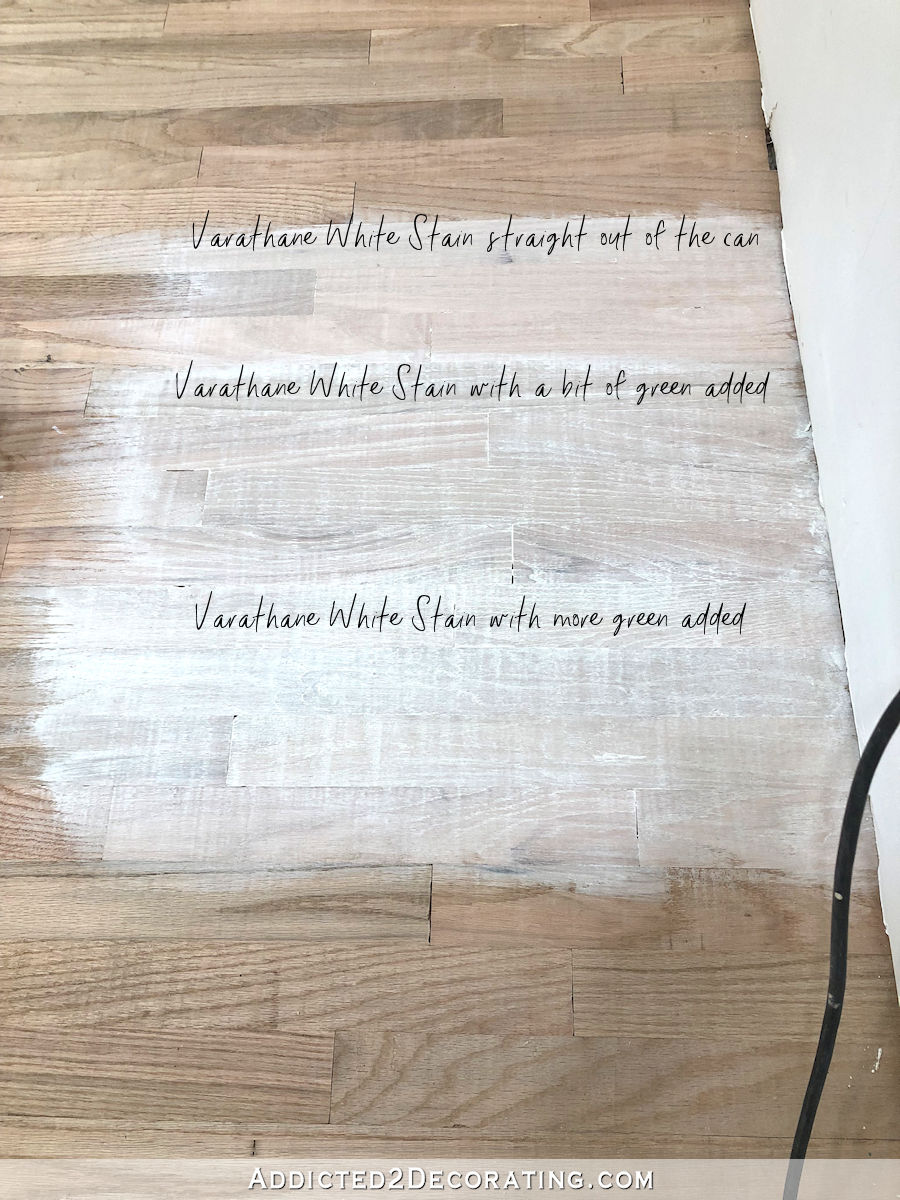 Varathane white stain used to whitewash red oak hardwood flooring - 1