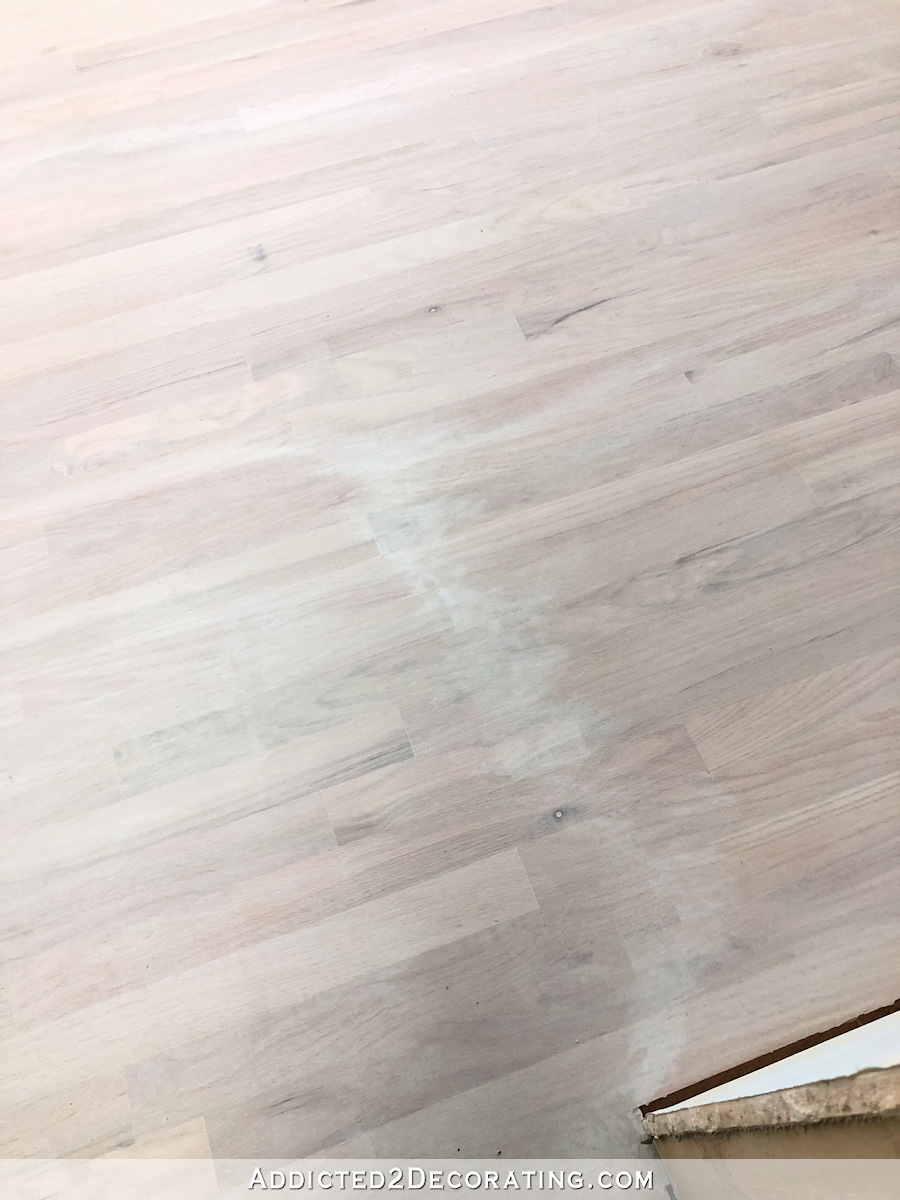 line where coats of water based stain overlap