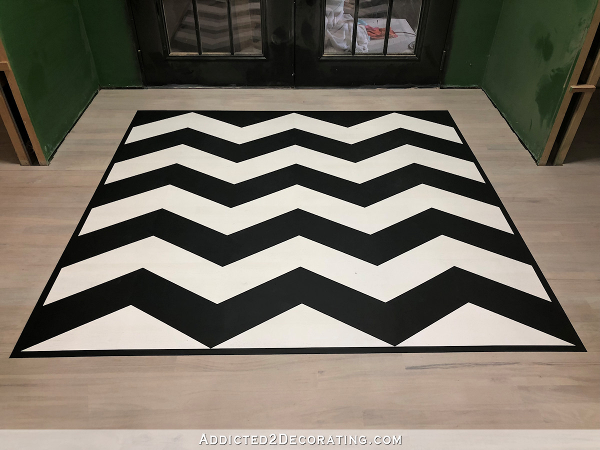 Black And White Painted Chevron Floor Design