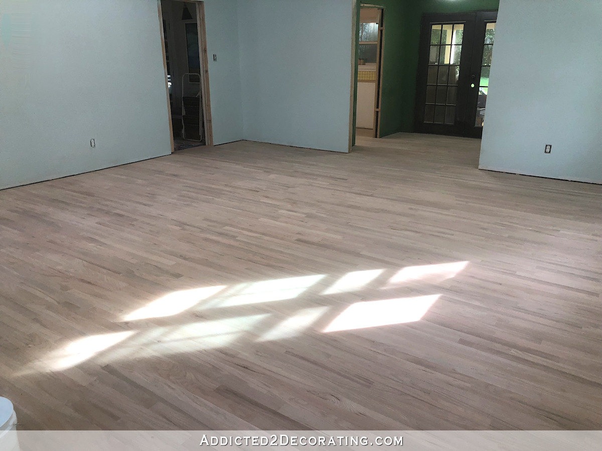 Studio red oak hardwood floor in natural state before whitewashing