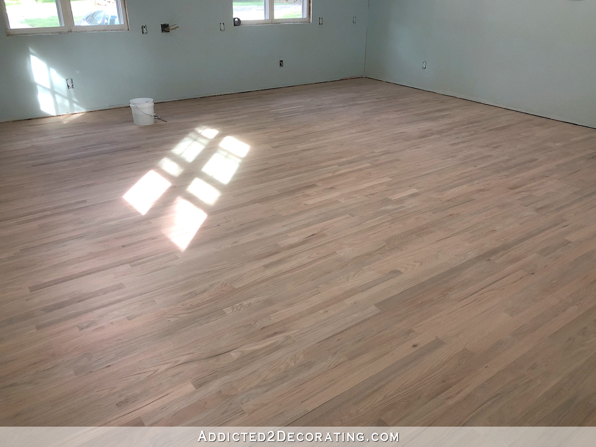 Studio red oak hardwood floor in natural state before whitewashing