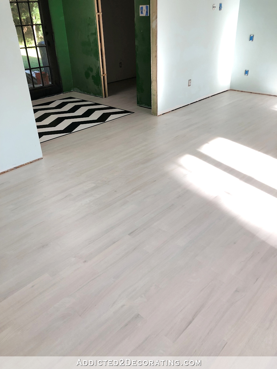 finished whitewashed red oak hardwood floors