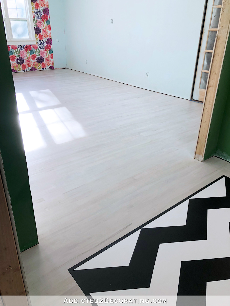 finished whitewashed red oak hardwood floors