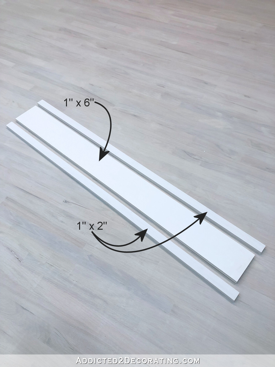 Fancy but easy window trim - create top decorative header out of 1" x 2" and 1" x 6" lumber