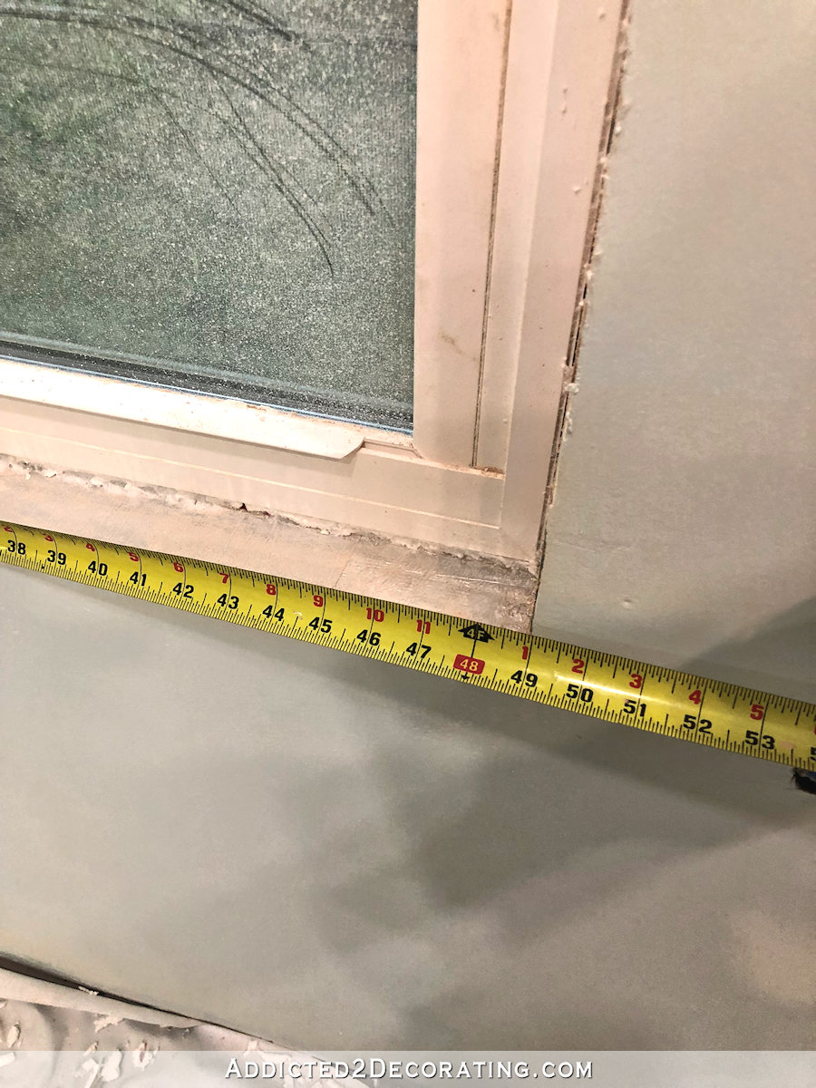 Measure window width for window sill (stool) measurement
