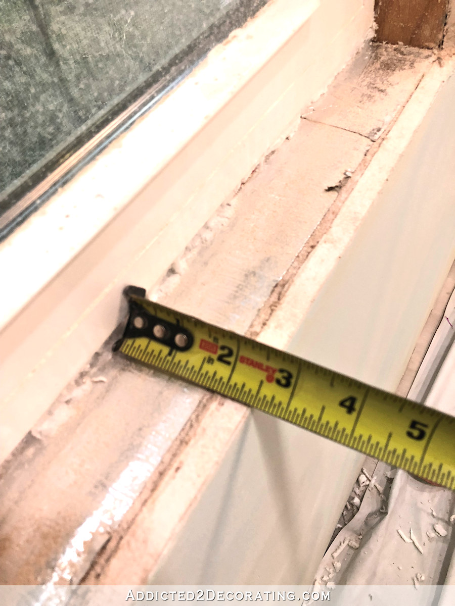 Measure depth of window for window sill (stool) measurement