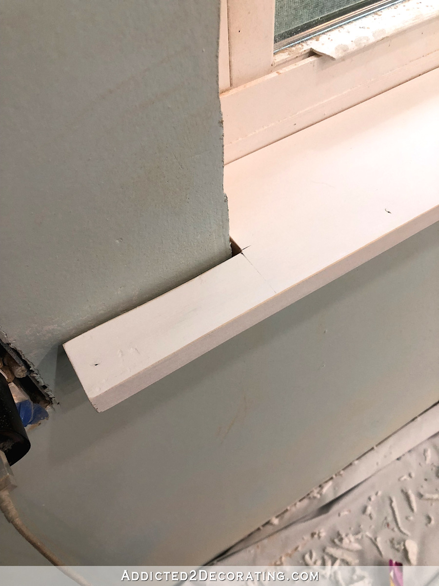 Ends of window sill need to overlap wall