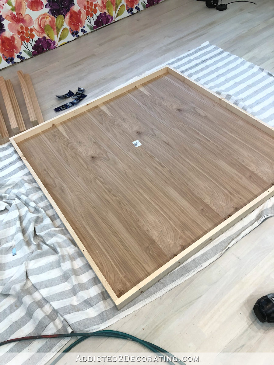 how to build a big craft table - 6 - add bracing to bottom shelf