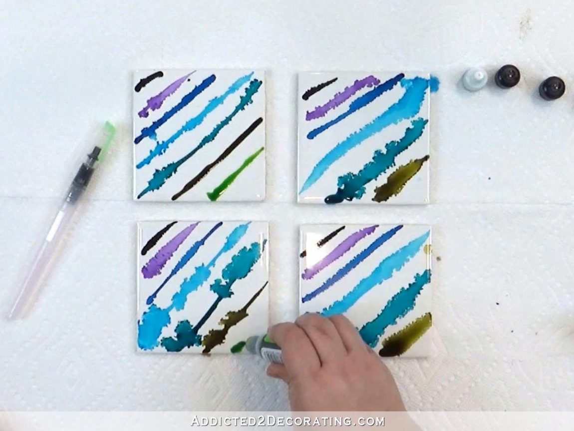 DIY Coasters (Or Tiny Artwork) Using Ceramic Tiles, Alcohol Ink, and ...