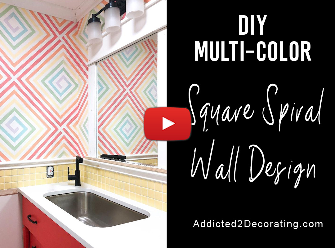 Bathroom Wall Progress (And A Multi-Color Ombre Spiral Square Demonstration — VIDEO)