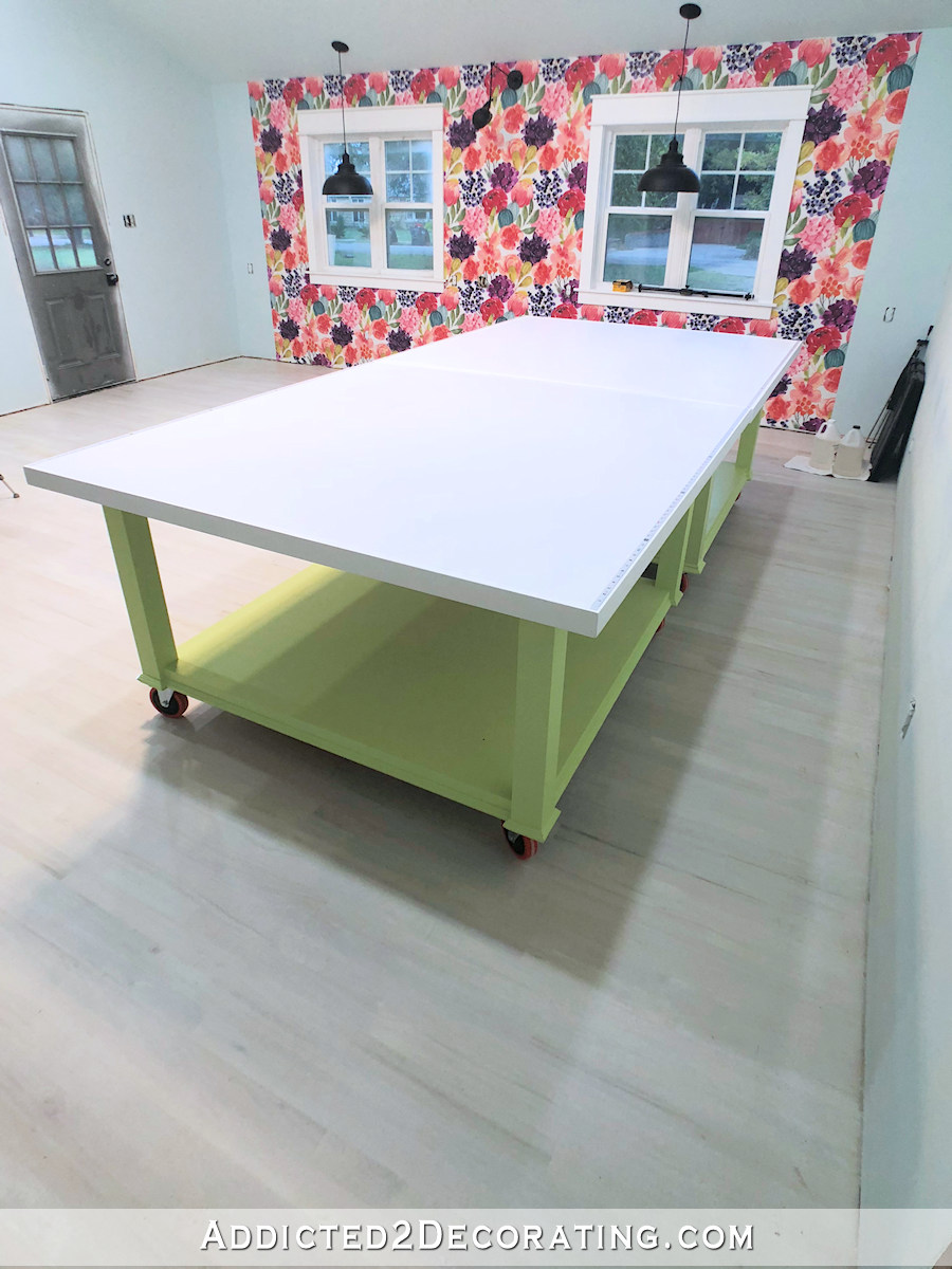 large DIY workroom craft table -- two tables that can be clamped together to form one huge table - 1