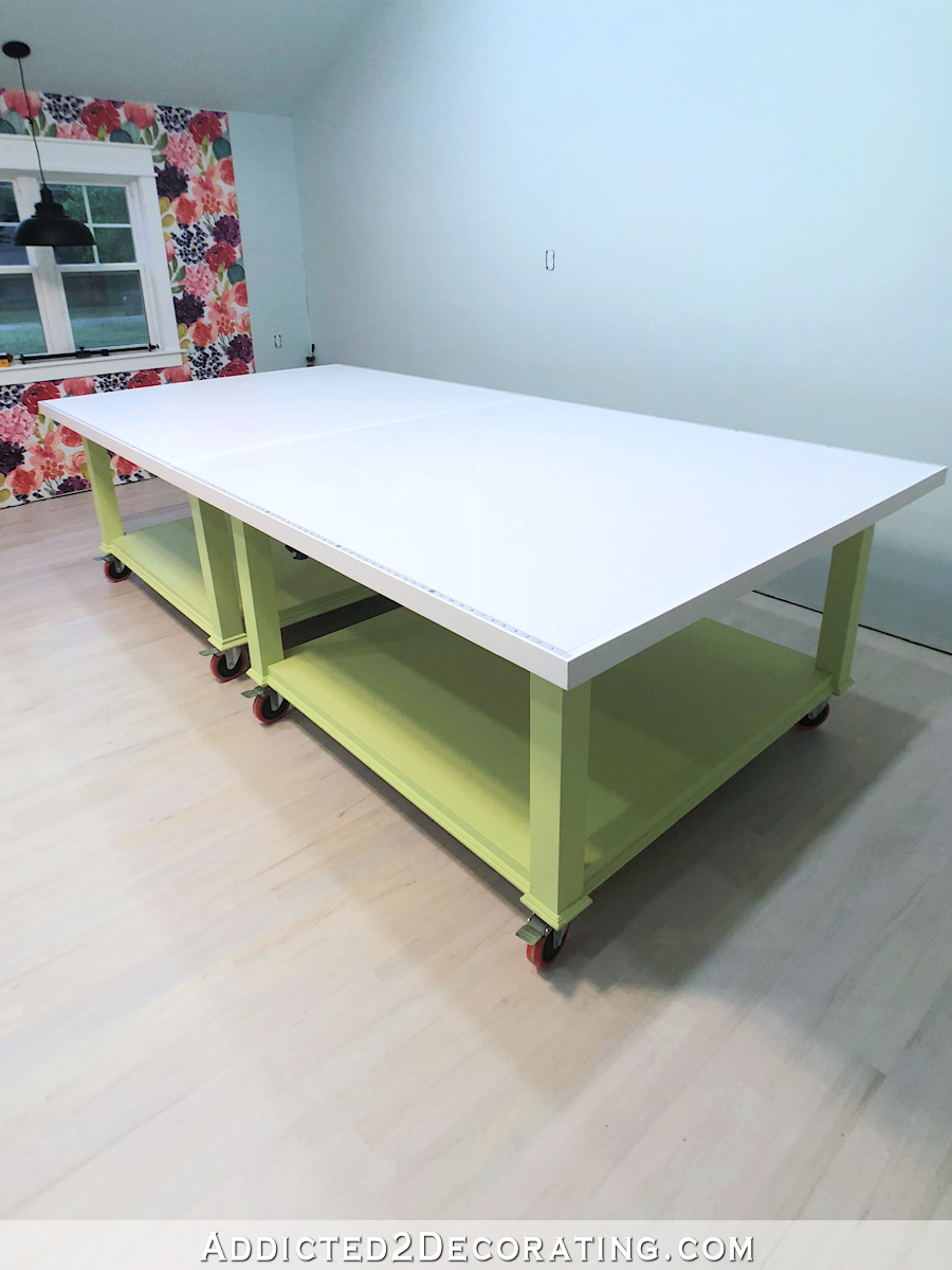 large DIY workroom craft table -- two tables that can be clamped together to form one huge table - 2