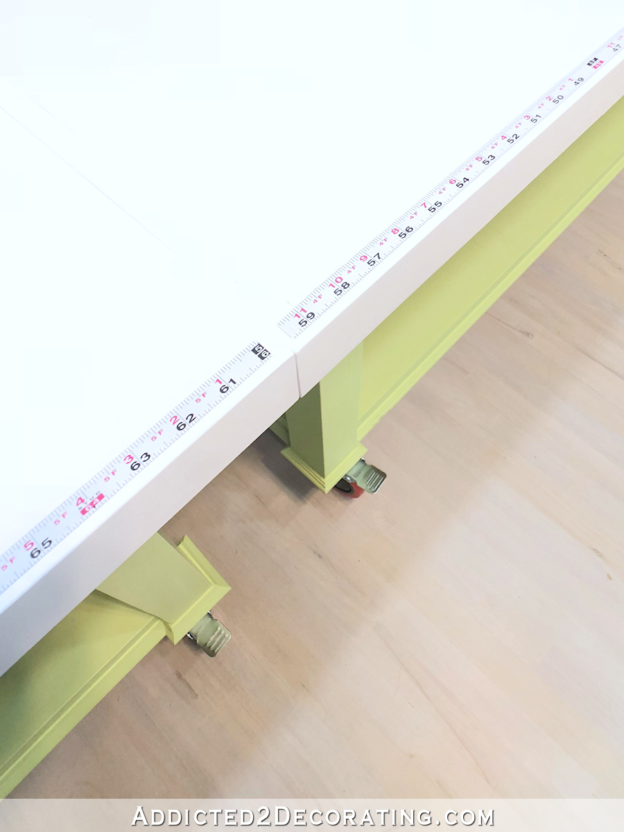 large DIY workroom craft table -- two tables that can be clamped together to form one huge table - 4