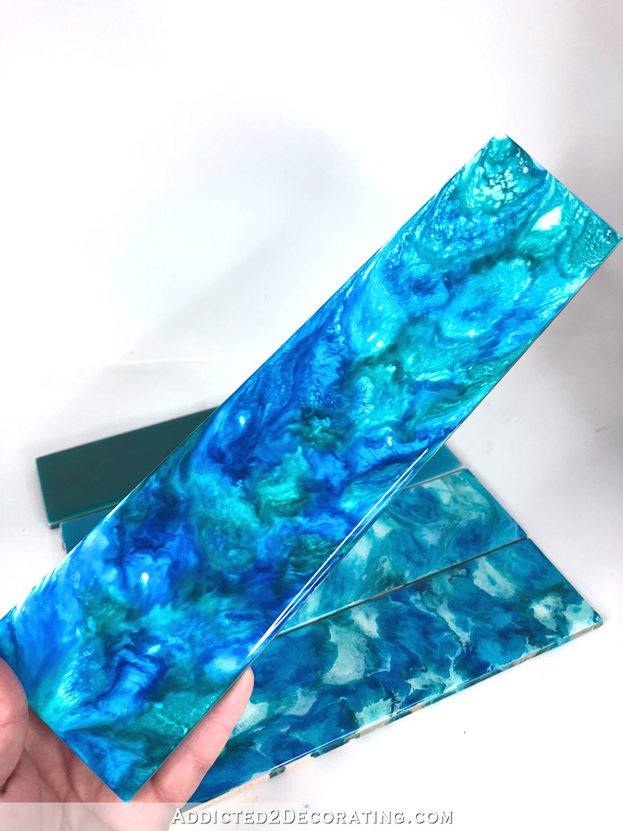 DIY resin and alcohol ink tiles