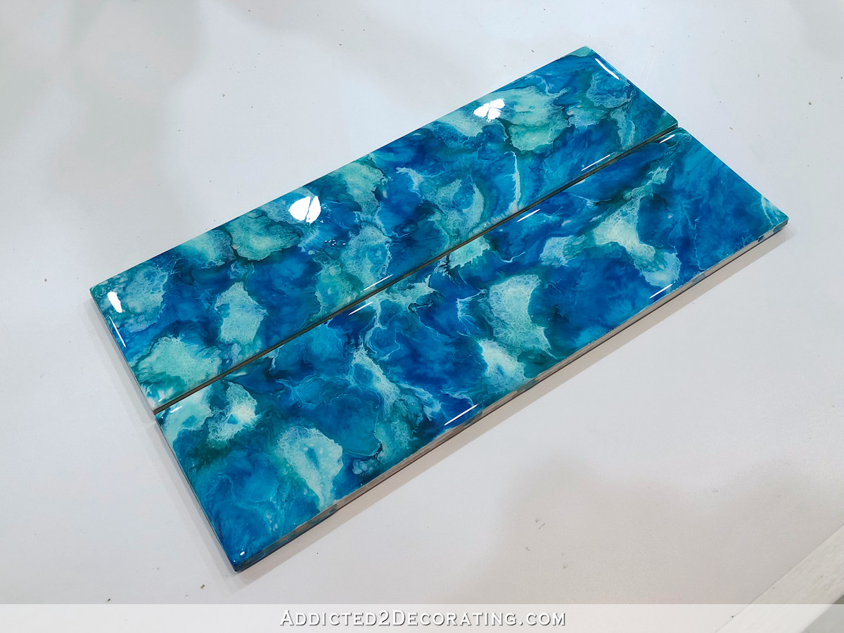 DIY resin and alcohol ink tiles